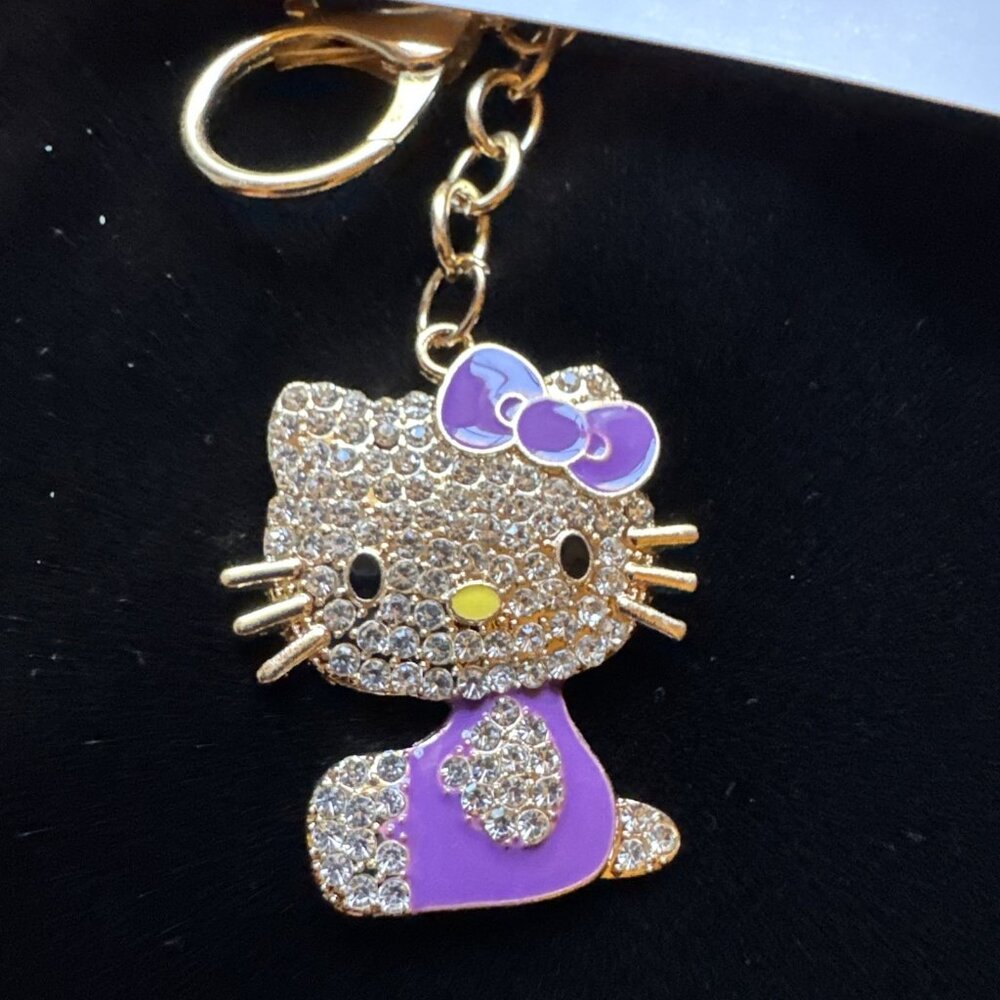 Kitty Bag Keychain Cute Hello Kitty Rhinestone Bag Charm Rhinestone Keyring New